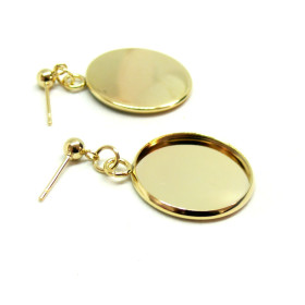 PL226019GC PAX 2 Supports de Boucle d'oreille 20mm puce ACIER INOXYDABLE 304 coloris Doré  