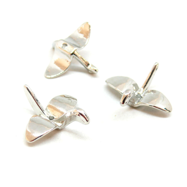 Pendentifs breloques Oiseau Origami 3D 24mm – Métal Argent Platine