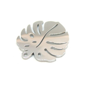 BU11210311143048 PAX 1 Pendentif Feuille monstera 25mm en Acier Inoxydable Coloris Argenté pour bijoux raffinés