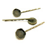 PAX 10 Supports Barrette, Bob Pin Pince a Cheveux,  Couronne 15 mm, Laiton coloris  Bronze