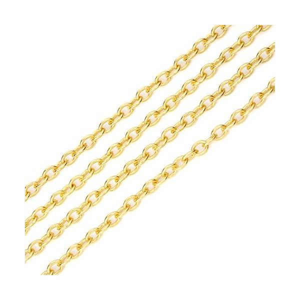 Chaine maille 3 par 2 mm métal coloris Doré