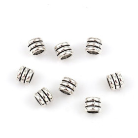 Perles intercalaire - TUBE Ressort - 6 par 5 mm - métal coloris Argent Antique