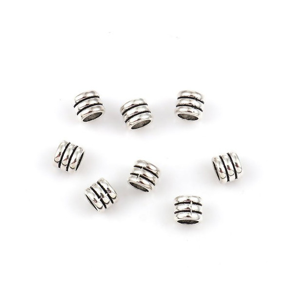 Perles intercalaire - TUBE Ressort - 6 par 5 mm - métal coloris Argent Antique