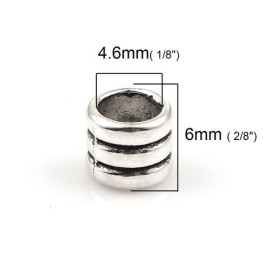 Perles intercalaire - TUBE Ressort - 6 par 5 mm - métal coloris Argent Antique