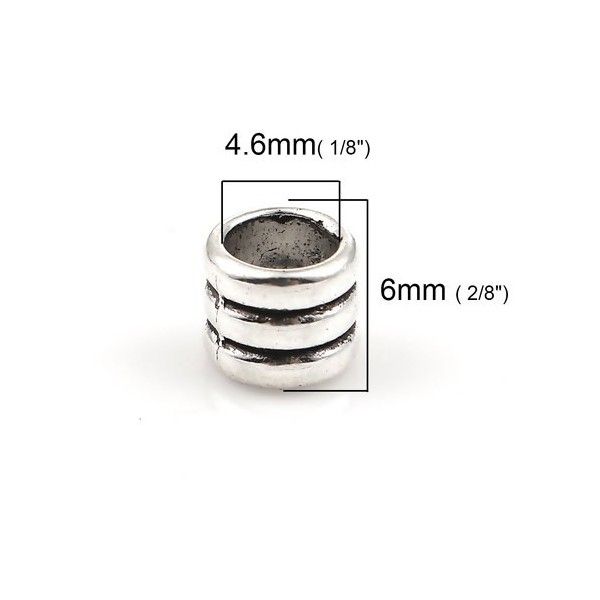 Perles intercalaire - TUBE Ressort - 6 par 5 mm - métal coloris Argent Antique