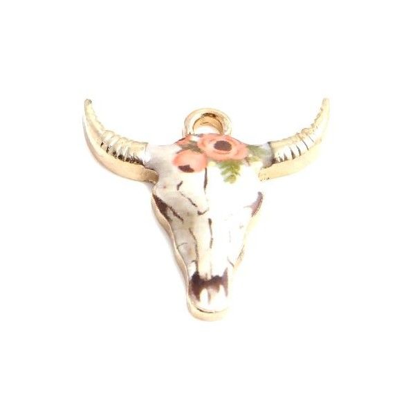 Pendentifs Buffalo, Buffle Tete Vache Boho Chic style emaillé 22mm metal couleur Doré