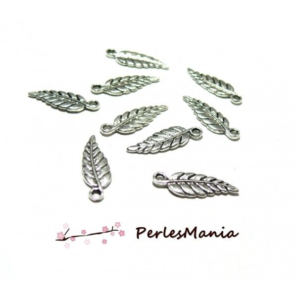 PS110108981 PAX 50 breloque pendentifs feuille de philodendron Montserrat 19mm Argent Antique