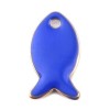 Pendentifs Poisson Bleu Roi style emaillé 14 mm metal couleur Doré