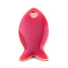 Pendentifs Poisson Rose Foncé style emaillé 14 mm metal couleur Doré