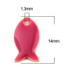 Pendentifs Poisson Rose Foncé style emaillé 14 mm metal couleur Doré