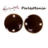 sequins médaillons émaillés biface CONNECTEUR 12mm MARRON Foncé base doré
