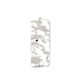 Pendentifs, breloques forme Géométrique RECTANGLE martelé 46 mm, métal coloris Argent Platine