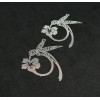 Estampes - pendentif filigrane Colibri et Fleur 31 par 29mm - cuivre coloris Argent Vif