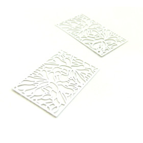 AE113122 – Lot de 2 Estampes pendentif connecteur Rectangle Fleur 40x25mm – Cuivre Blanc