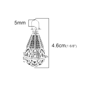 PS116998BIS – Lot de 1 Pendentif Cage pour Perle Bola 16mm – Argent Antique