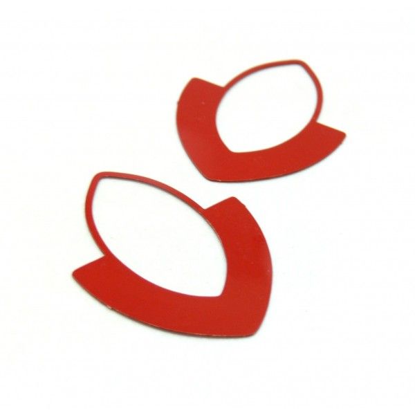 Estampes - pendentifs forme Géométrique, Ovale 30 par 28 mm - Laiton coloris Rouge