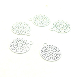 AE1112088 – Lot de 6 Estampes Pendentifs Mandala 10 mm – Laiton Blanc