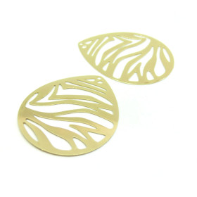 Estampes Pendentifs Goutte Zébrée 45mm – Laiton Doré