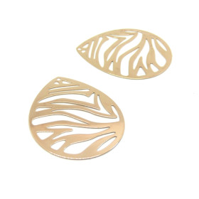 Estampes Pendentifs Goutte Zébrée 45mm – Laiton Or Rose