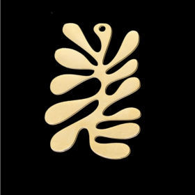 Pendentif  Forme POP Art Corail, Algue 36 mm, Acier Inoxydable coloris Doré