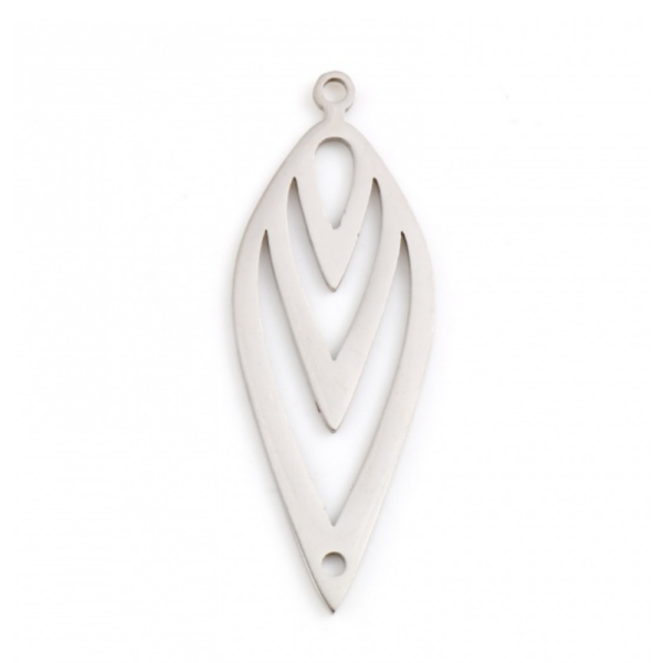 Pendentifs, Connecteurs Marquise 38 mm,  Acier Inoxydable coloris Argenté