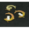 pendentifs - Chat sur Lune Kawai 17 mm - style emaille - metal Doré