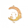PS11719445 – Lot de 4 Pendentifs Chat sur Lune Kawai 17 mm – Émail & Métal Doré