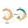 PS11719445 – Lot de 4 Pendentifs Chat sur Lune Kawai 17 mm – Émail & Métal Doré
