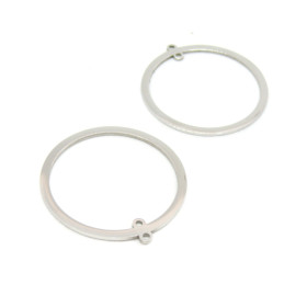 Pendentifs, Connecteurs Cercle 22 mm,  Acier Inoxydable coloris Argenté