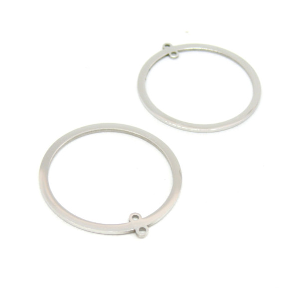 Pendentifs, Connecteurs Cercle 22 mm,  Acier Inoxydable coloris Argenté