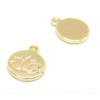 pendentif Médaillon, Fleur de Lotus 10mm Cuivre plaqué Or 18KT
