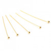Tiges Têtes Rondes DORE longueur 30mm par 0,5mm Cuivre Plaqué OR 18KT