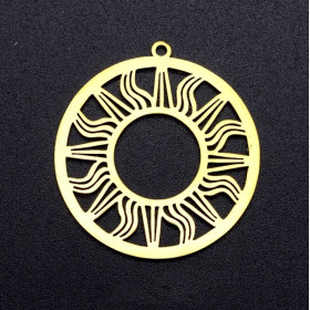 Pendentif, Connecteur Soleil 31 mm, Acier Inoxydable coloris Doré