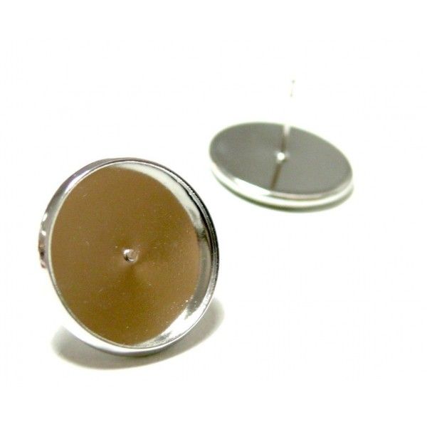 Supports de Boucle d'oreille puce 10mm Laiton couleur Argent Platine Idéal pour cabochon en taille 10mm