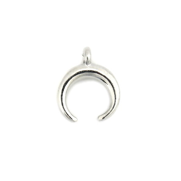 Pendentifs Corne de Buffle Cheyenne Croissant 12mm – Métal Argent Platine