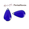 sequins médaillons émaillés biface GOUTTE 21 par 13mm BLEU ROI base doré