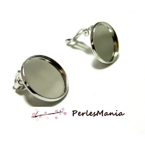 supports de Boucles d'oreille clips 16mm cuivre couleur Argent Platine