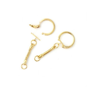 Porte-Clés Métal Doré avec Chaîne