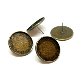 Lot de 4 ou 10 Supports de Boucle d'oreille puce 23mm – Laiton couleur Bronze