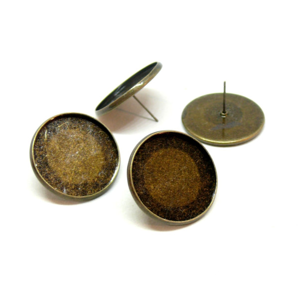 Lot de 4 ou 10 Supports de Boucle d'oreille puce 23mm – Laiton couleur Bronze
