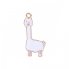 PS110101073 – Lot de 2 ou 5 Pendentifs Lama Blanc Émaillé 32mm – Métal Doré