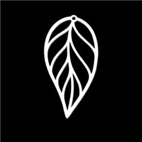 Pendentif - Feuille - 42 mm - Argenté en Acier Inoxydable  - pour bijoux raffinés