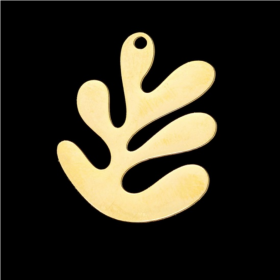 Pendentif - Feuille, Corail - 25 mm - Doré en Acier Inoxydable  - pour bijoux raffinés