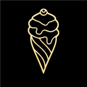 PS11760728 – Lot de 1 Pendentif Cornet de Glace 46mm – Acier Inoxydable Doré