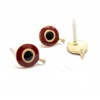 PS110118563 PAX 4 Boucles d'oreille puce style emaille 12 mm avec attache métal couleur Dore