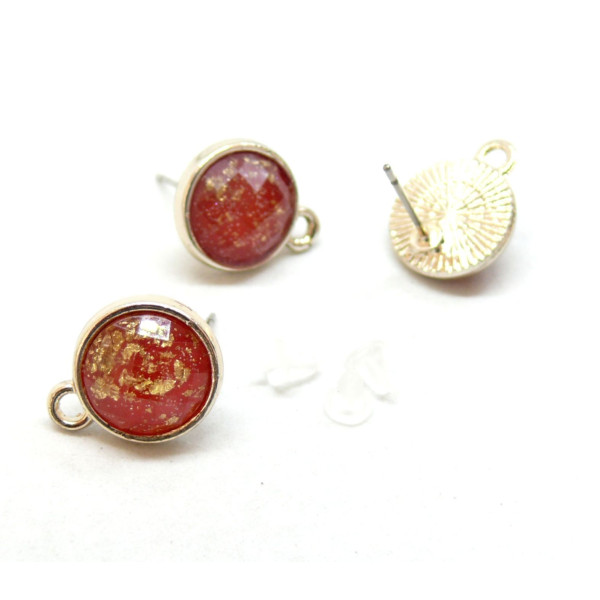 Boucles d'oreille puce Facettée 12 mm avec attache avec dorure ( vendu avec embout plastique )