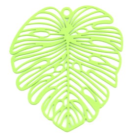 PS11708858 – Lot de 1 ou 2 Estampes pendentif filigrane Feuille exotique Monsterra 49mm Vert Clair