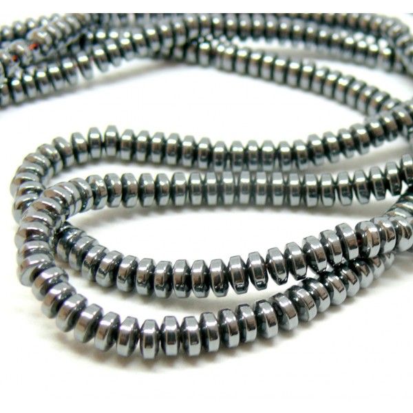 Perles Rondelles, Hématite Rondelles 4 mm coloris Gris métallisé
