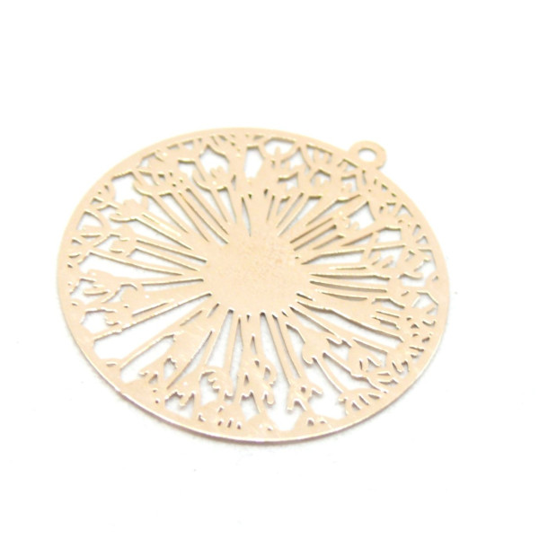 Estampes Pendentif Pissenlit dans Cercle 32mm – Métal Doré