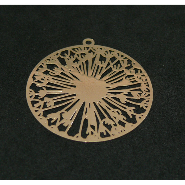 Estampes Pendentif Pissenlit dans Cercle 32mm – Métal Doré